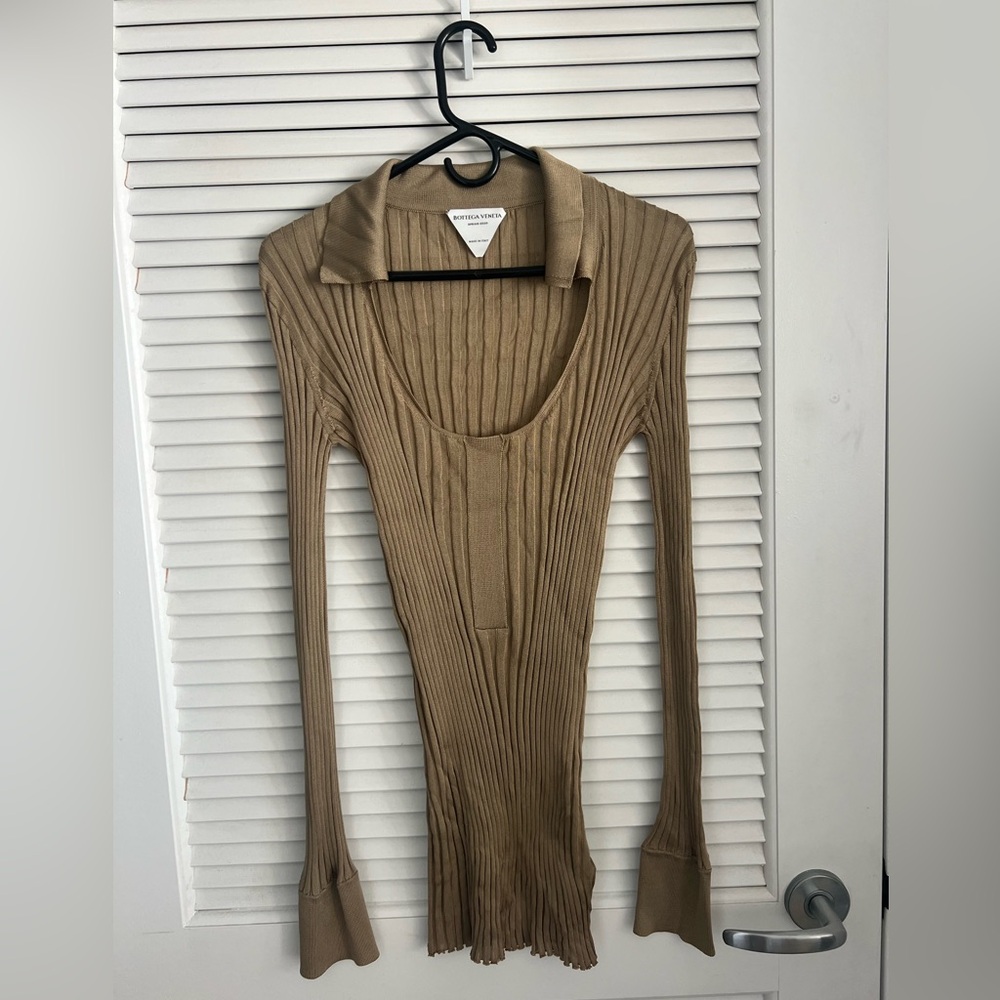 BOTTEGA VENETA RIBBED SILK TOP
